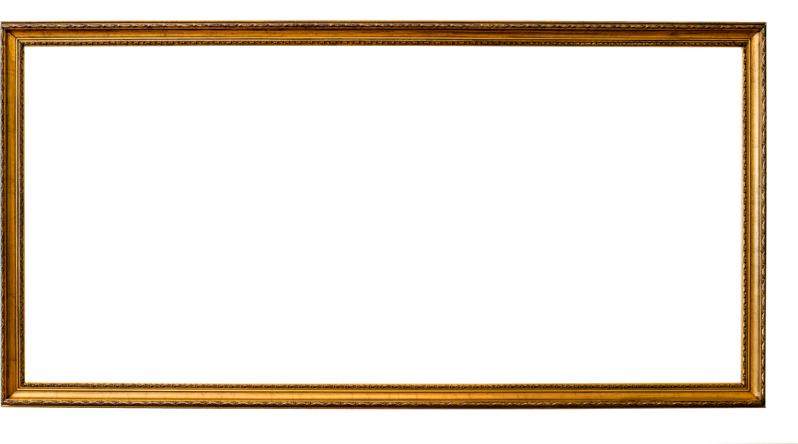 blank long narrow old golden picture frame cutout